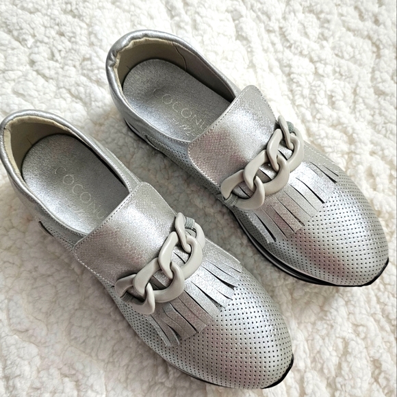 Coconuts by Matisse Bess Metallic Silver Kiltie Fringe Chain Platform Slip- On - Picture 13 of 15